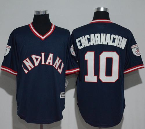 Indians #10 Edwin Encarnacion Navy Blue 1976 Turn Back The Clock Stitched MLB Jersey